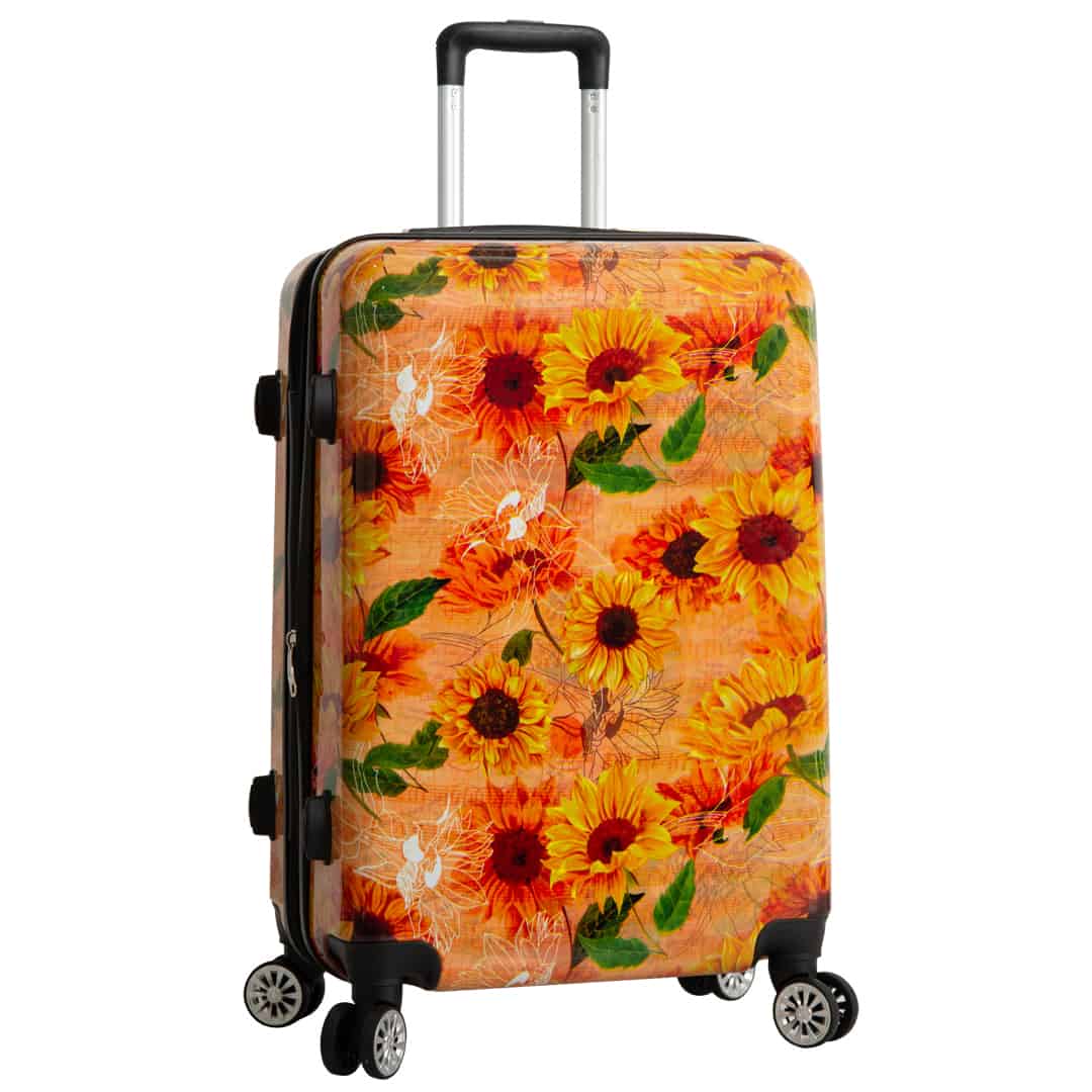 valise 65 cm polycarbonate extensible pas cher fleurs