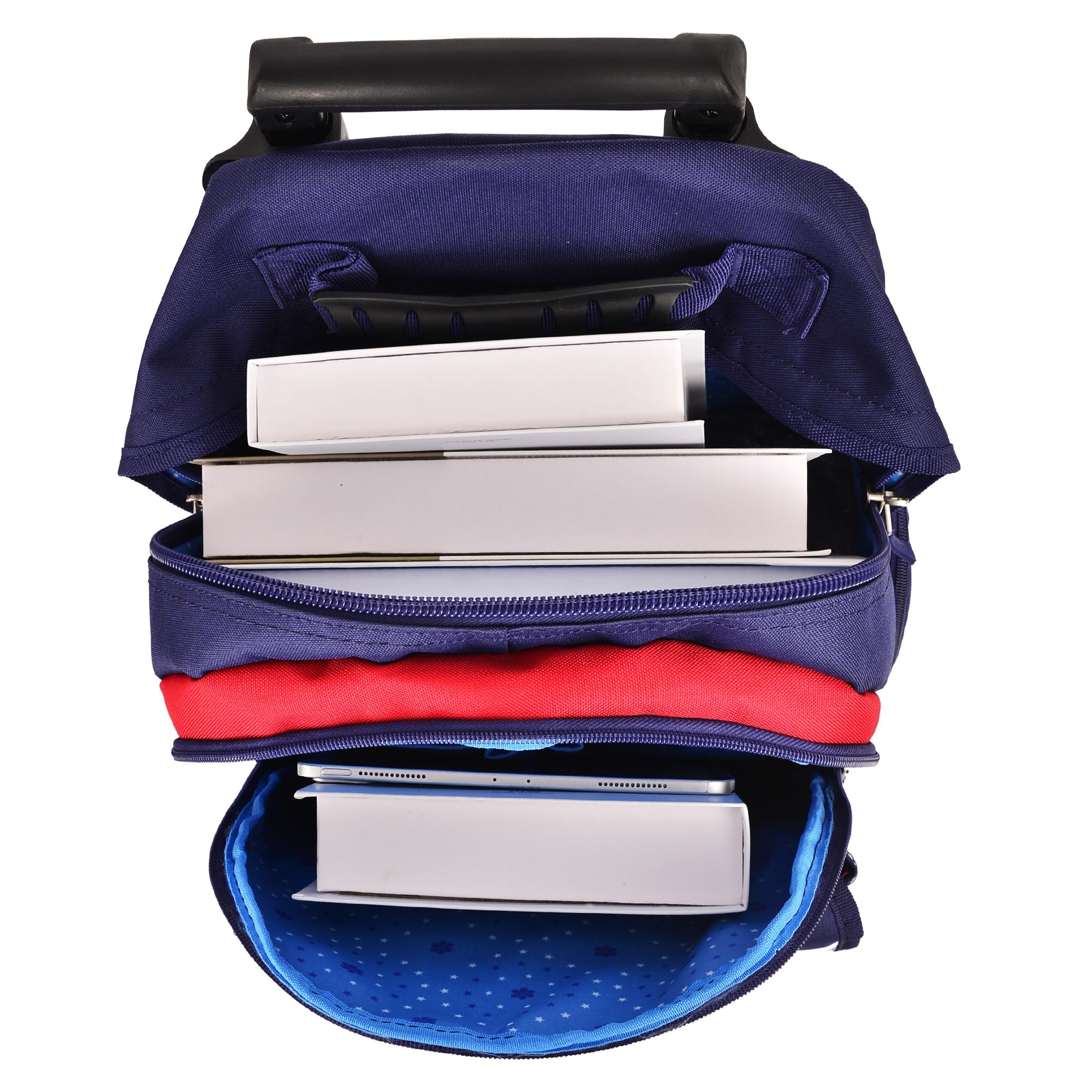 Sac à dos à roulettes scolaire Bleu/rouge Snowball