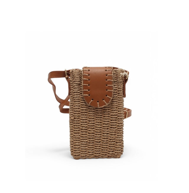Sac bandoulière paille pour smartphone Flora&Co