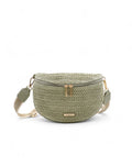 Sac banane en paille Flora & Co 1073 couleur menthe – porté croisé