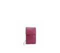 Clé en cuir rose avec porte-cartes intégré, épurée et élégante.