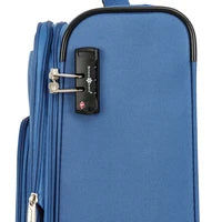 set de 3 valises chariot extensibles 4 roues en polyester 600D avec serrure TSA bleu canard Snowball-vue de serrure Tsa
