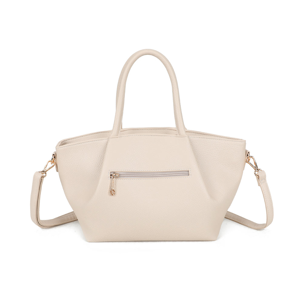 Sac à main beige en cuir, élégant et spacieux, idéal pour un style chic et pratique.
