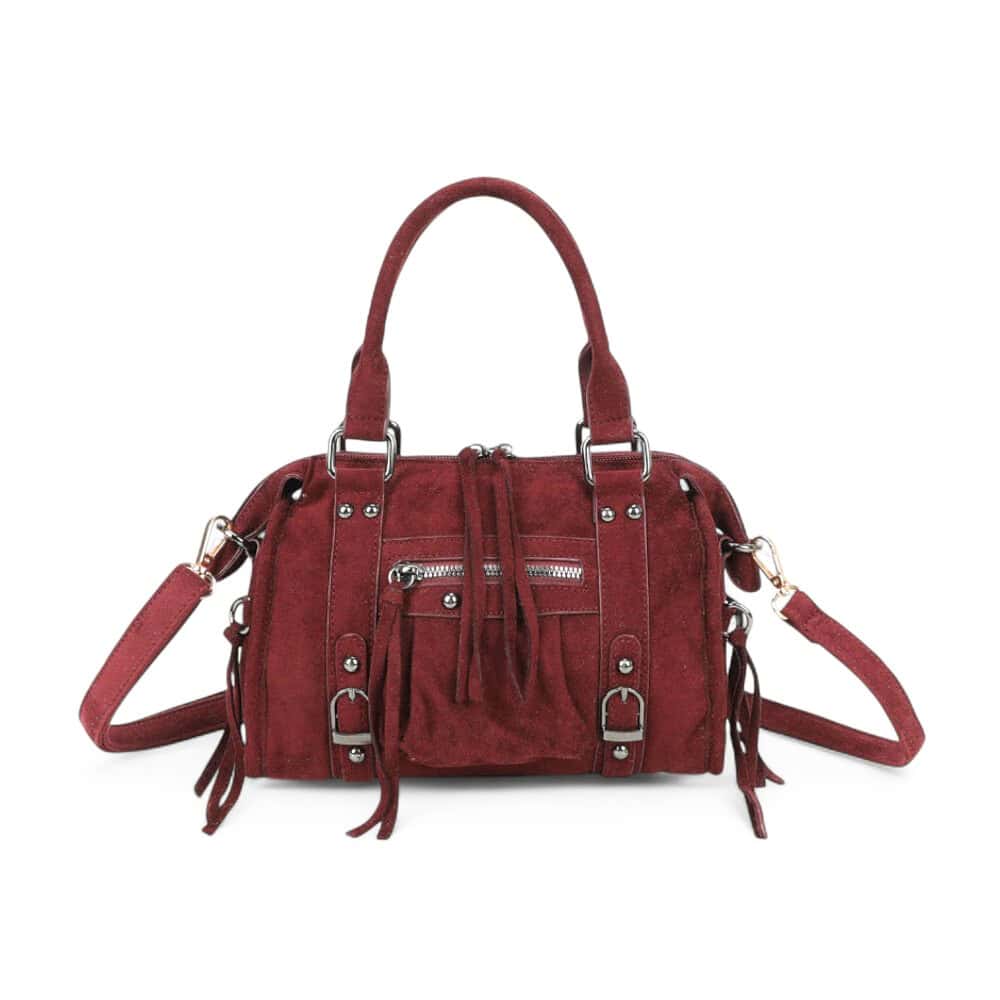 petit sac à main bowlinf à franges bordeaux gallantry