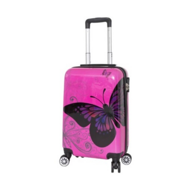 Valise cabine rigide 55 cm rose Papillon