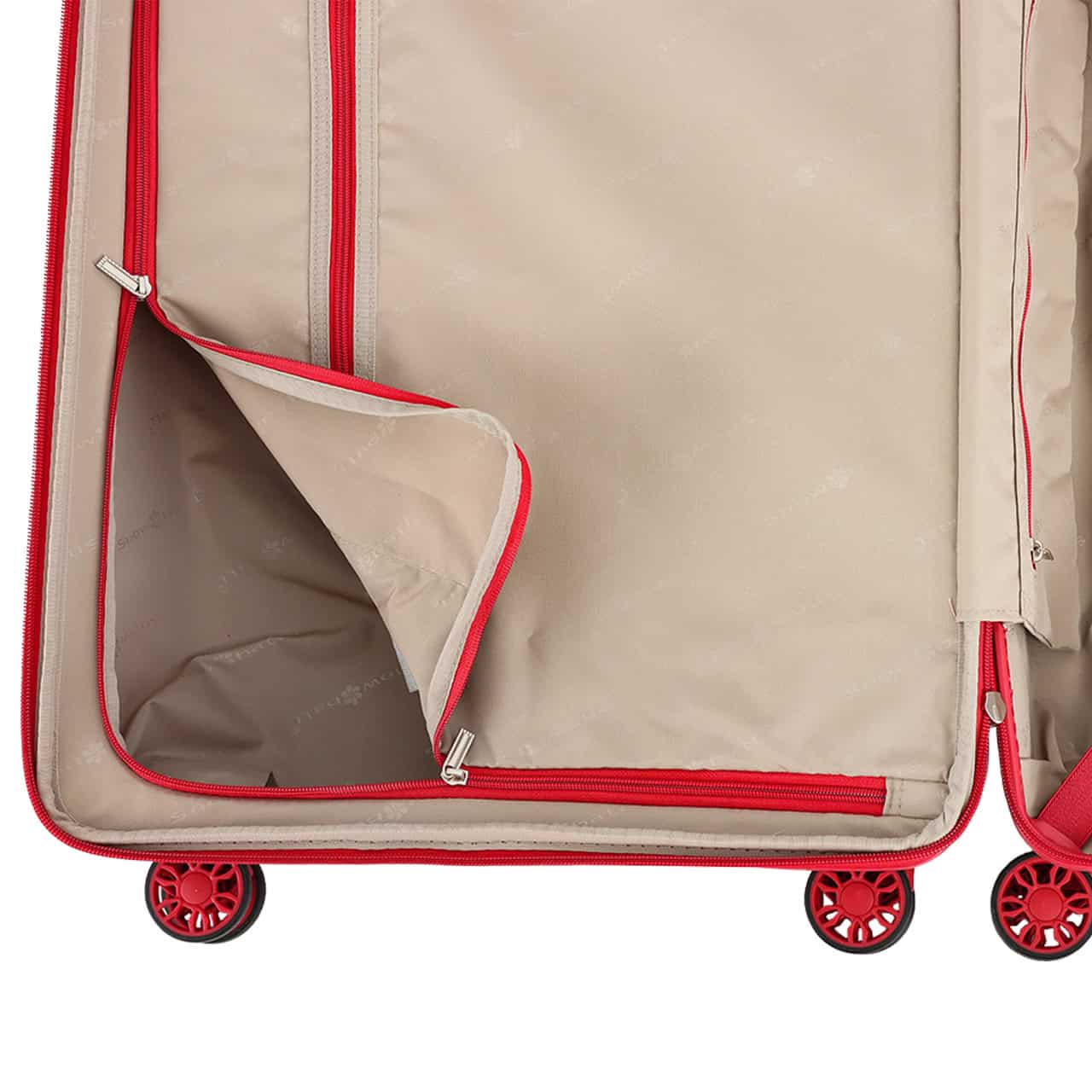 Vue intérieure panneau valise cabine extensible rouge Snowball 55 cm