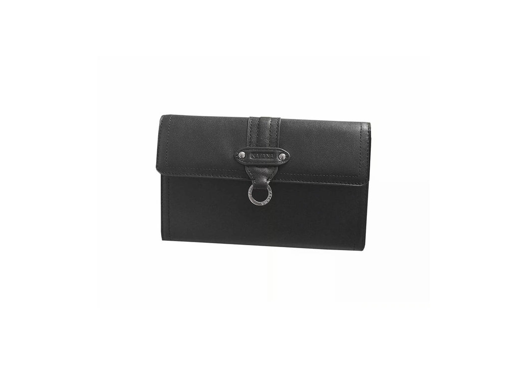 Portefeuille porte cartes chequier cuir femme katana Noir