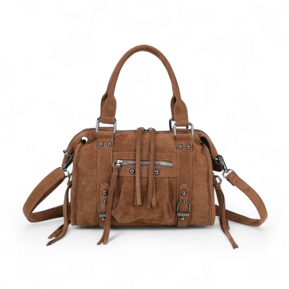 petit sac à main bowlinf à franges marron gallantry
