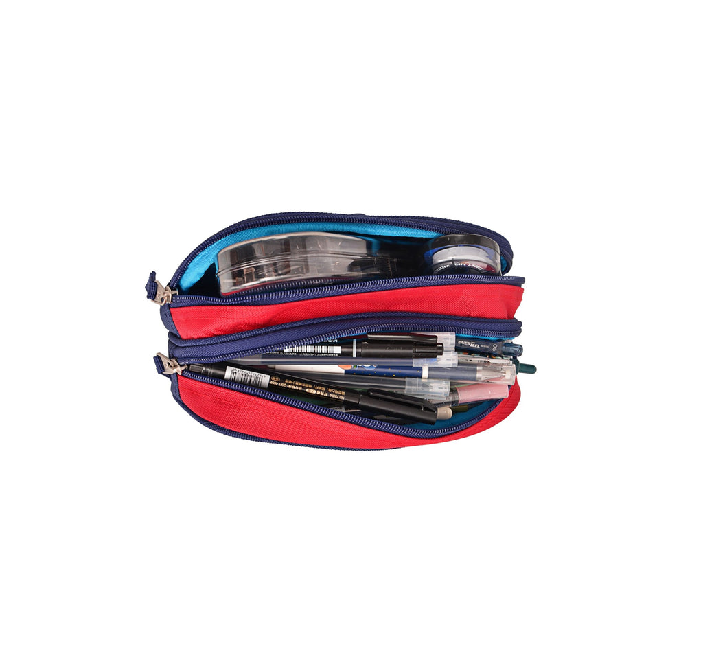 Trousse Scolaire 2 compartiments bleu/rouge