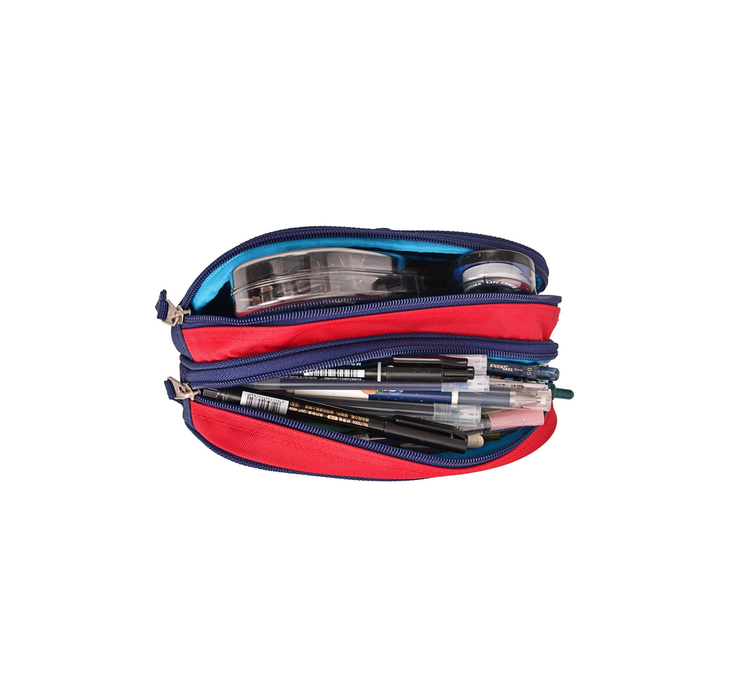 Trousse Scolaire 2 compartiments bleu/rouge