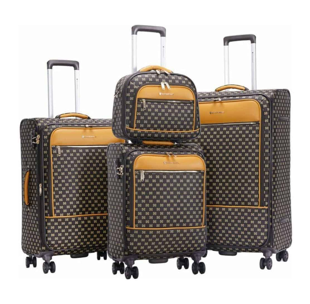 ensemble de 3 valises semi rigides et vanity marron
