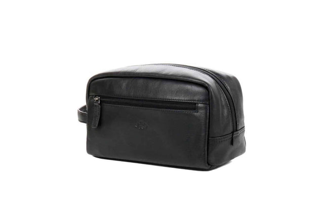 trousse de toilette en cuir homme et femme noir