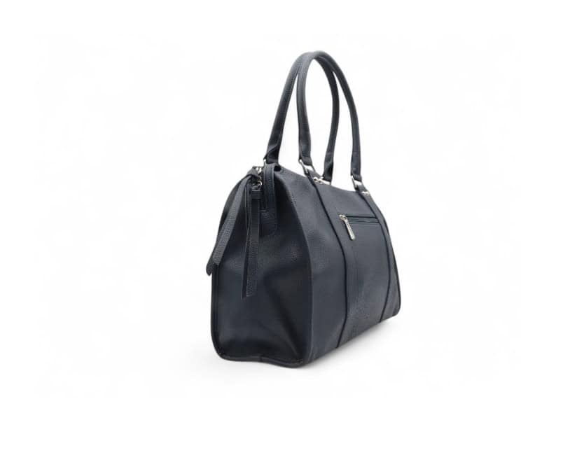 Grand sac à main cabas A4 bowling Boston 8533 bleu- vue de profil