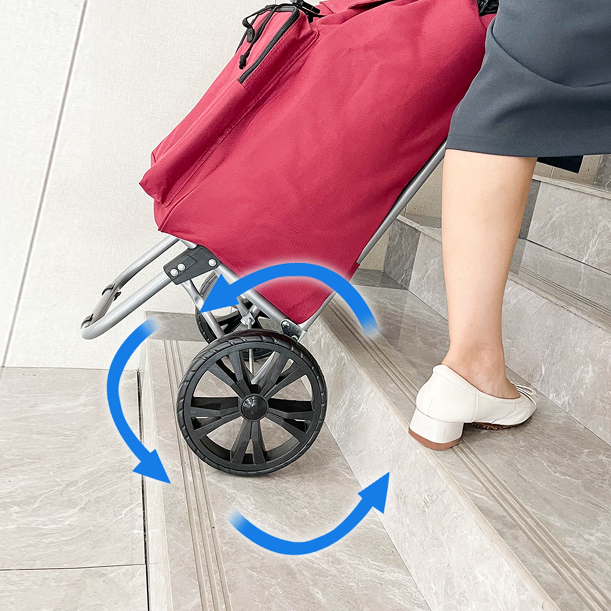 Chariot de courses pliable à 2 roues à poche isotherme
