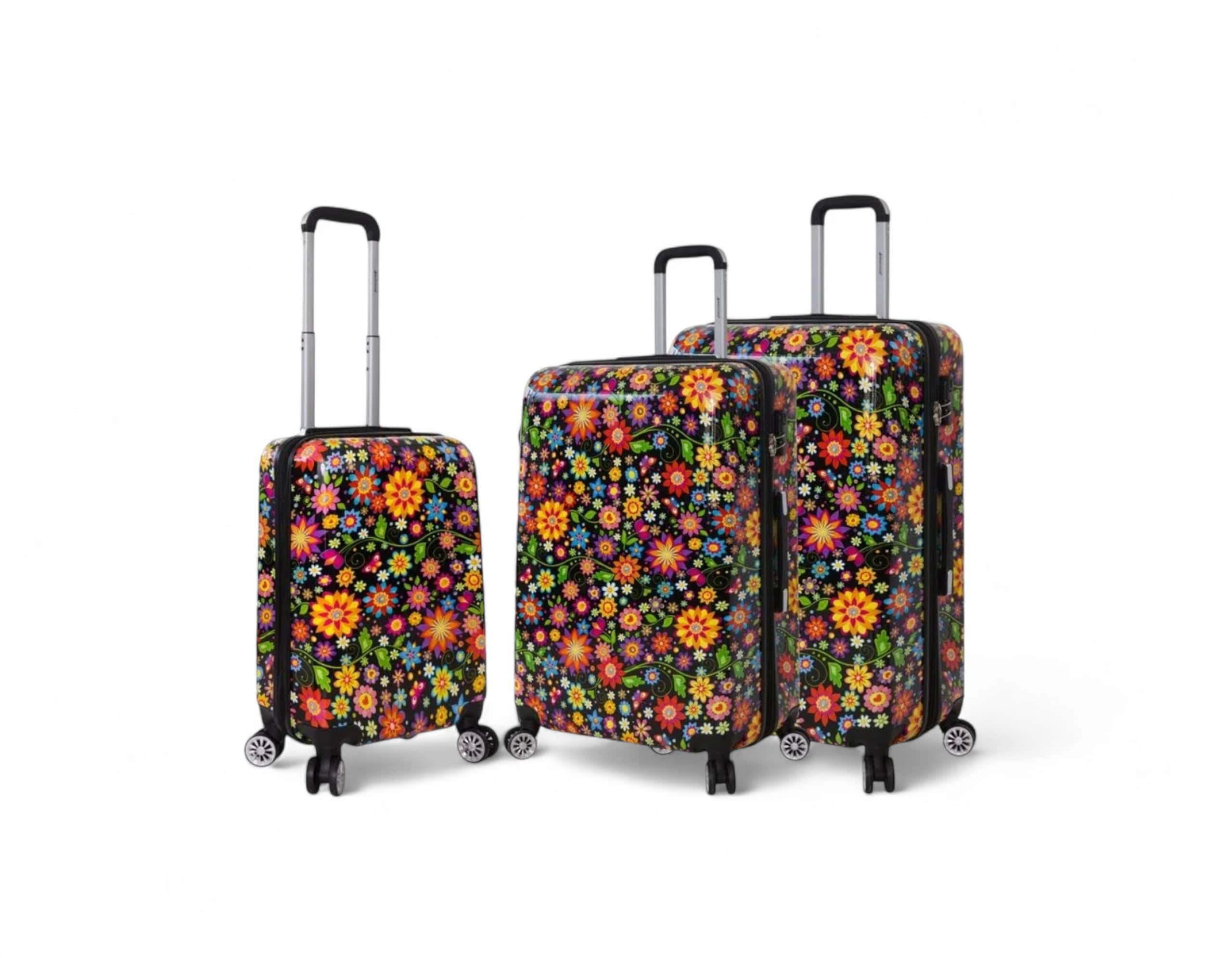 ensemble de 3 valises rigides madisson fleurs 86820V - vue de face