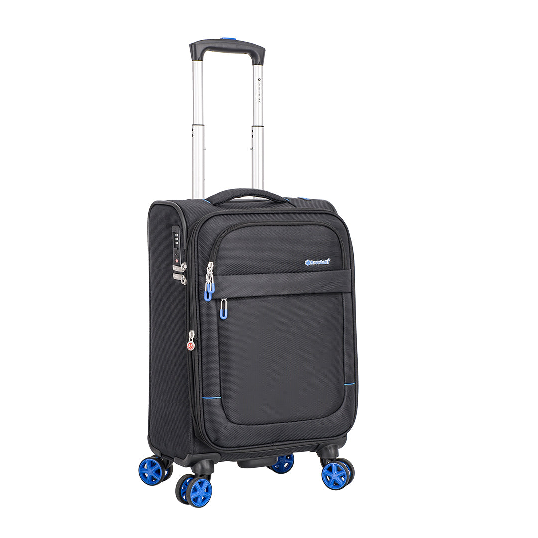 valise cabine 57 cm recyclée à fermeture anti vol noir