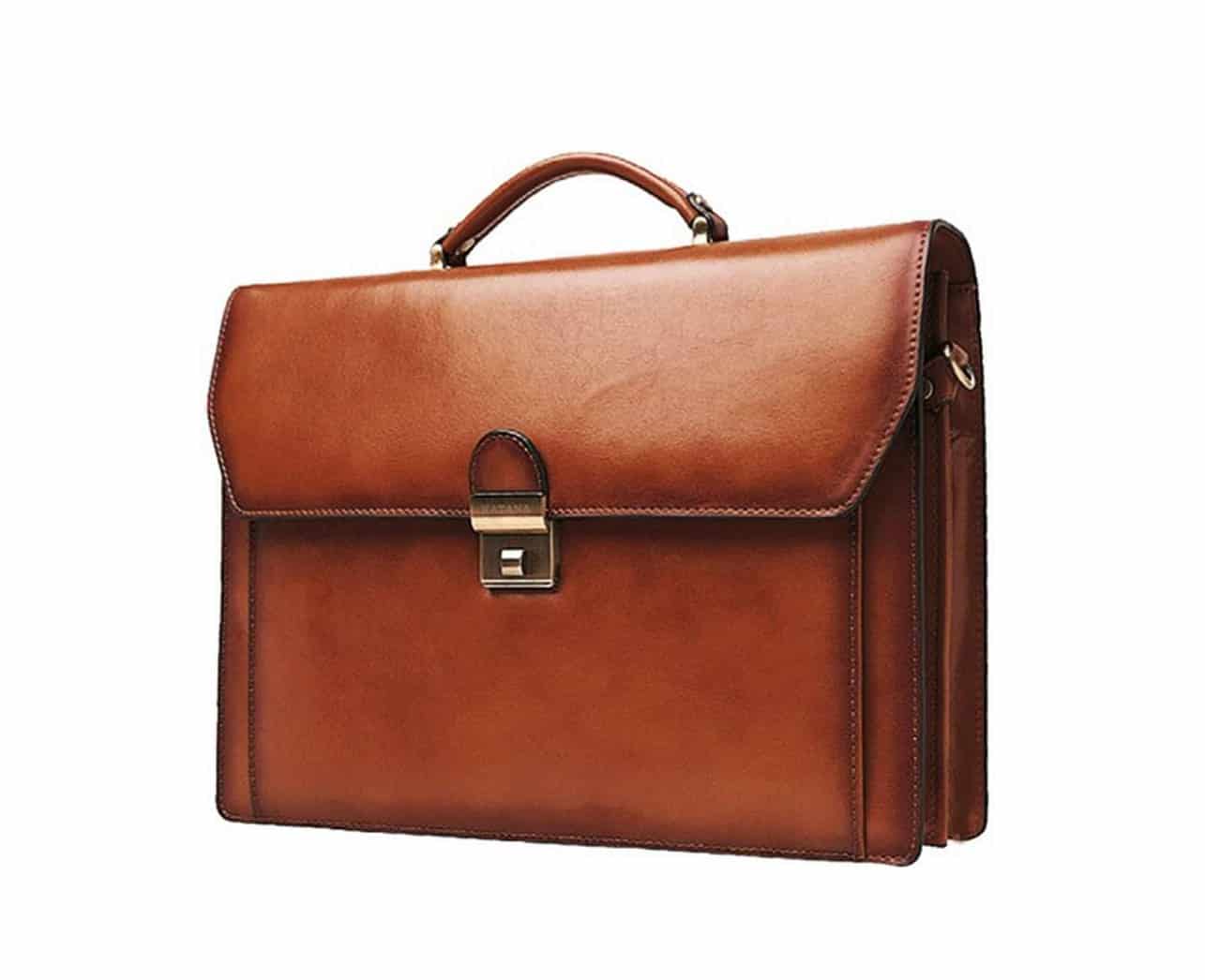 cartable en cuir marron katana