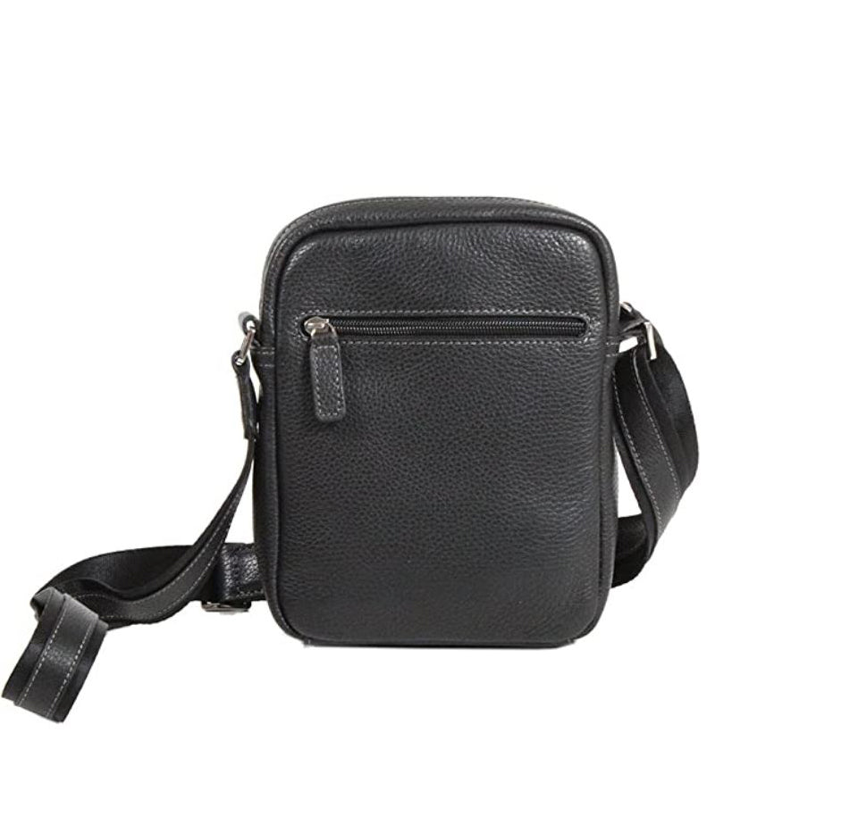 sacoche bandoulière en cuir pour homme noir