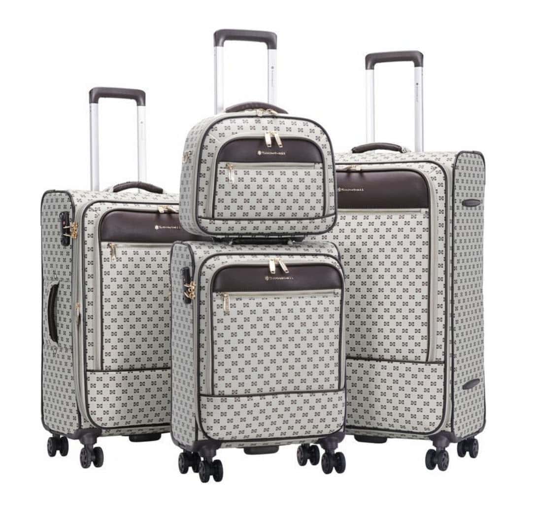 ensemble de 3 valises semi rigides et vanity beige