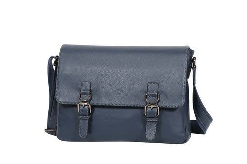 besace en cuir sauvage A4 katana 81635 bleu - vue de face