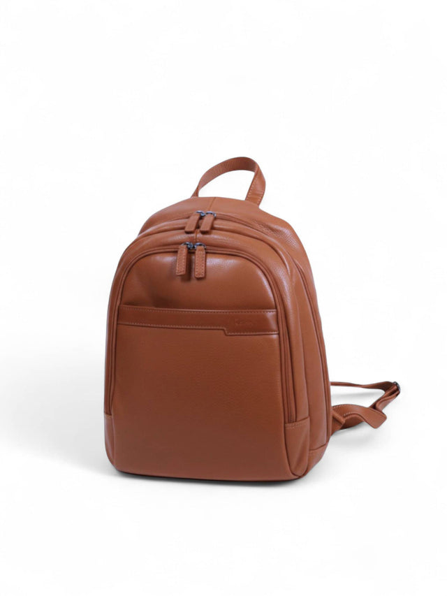 Sac à dos en cuir grainé pour homme et femme Katana 69308 marron clair- vue de face