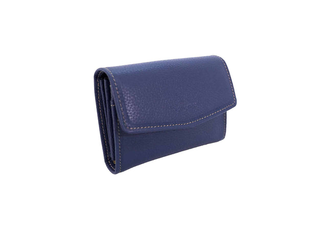 porte cartes et porte monnaie en cuir bleu