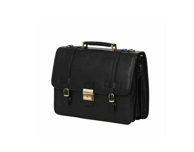 cartable en cuir katana noir