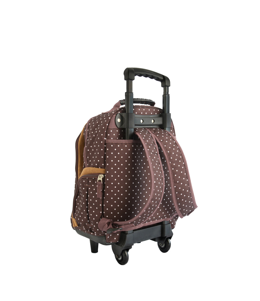 Sac à dos à roulettes à pois CE2 CM1 CM2