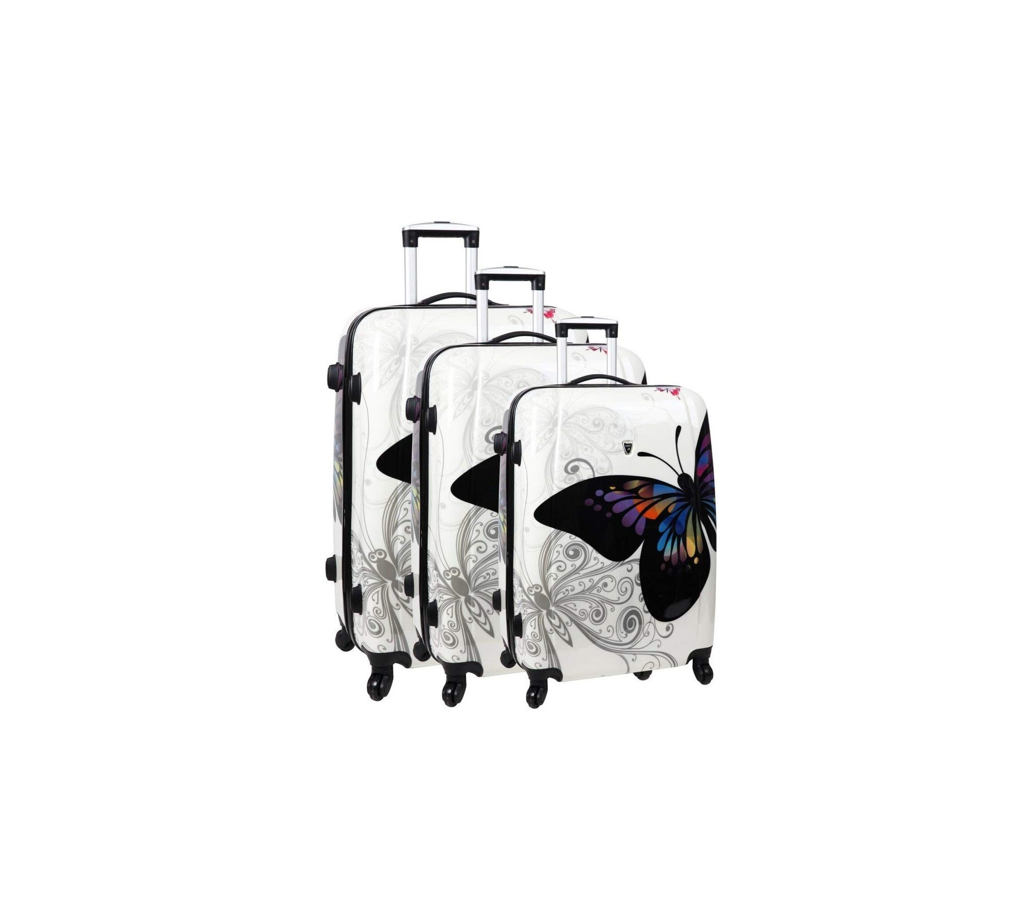 ensemble de 3 valises rigides madisson papillons blanc