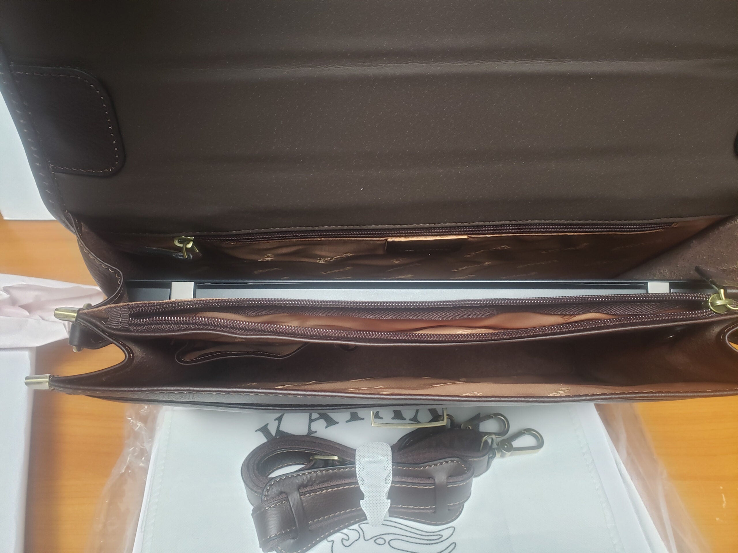 CARTABLE en cuir gras 2 soufflets katana choco