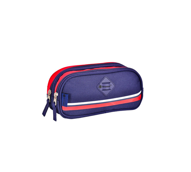 Trousse Scolaire 2 compartiments bleu/rouge