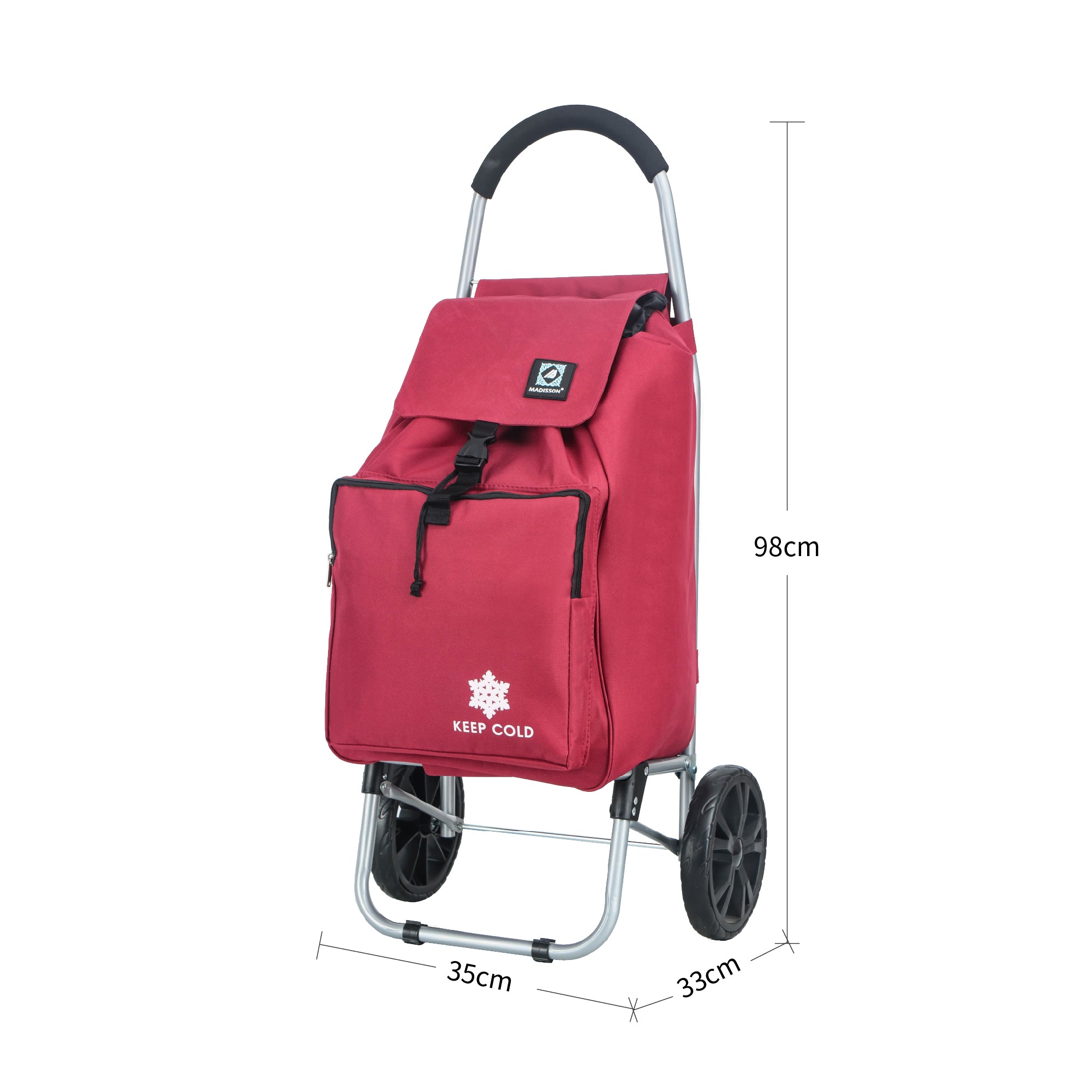 Chariot de courses pliable à 2 roues à poche isotherme
