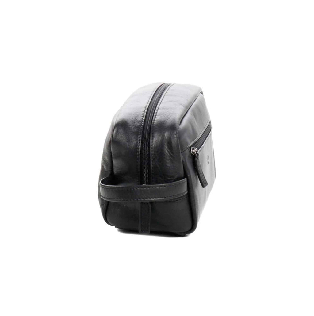 trousse de toilette en cuir homme et femme noir