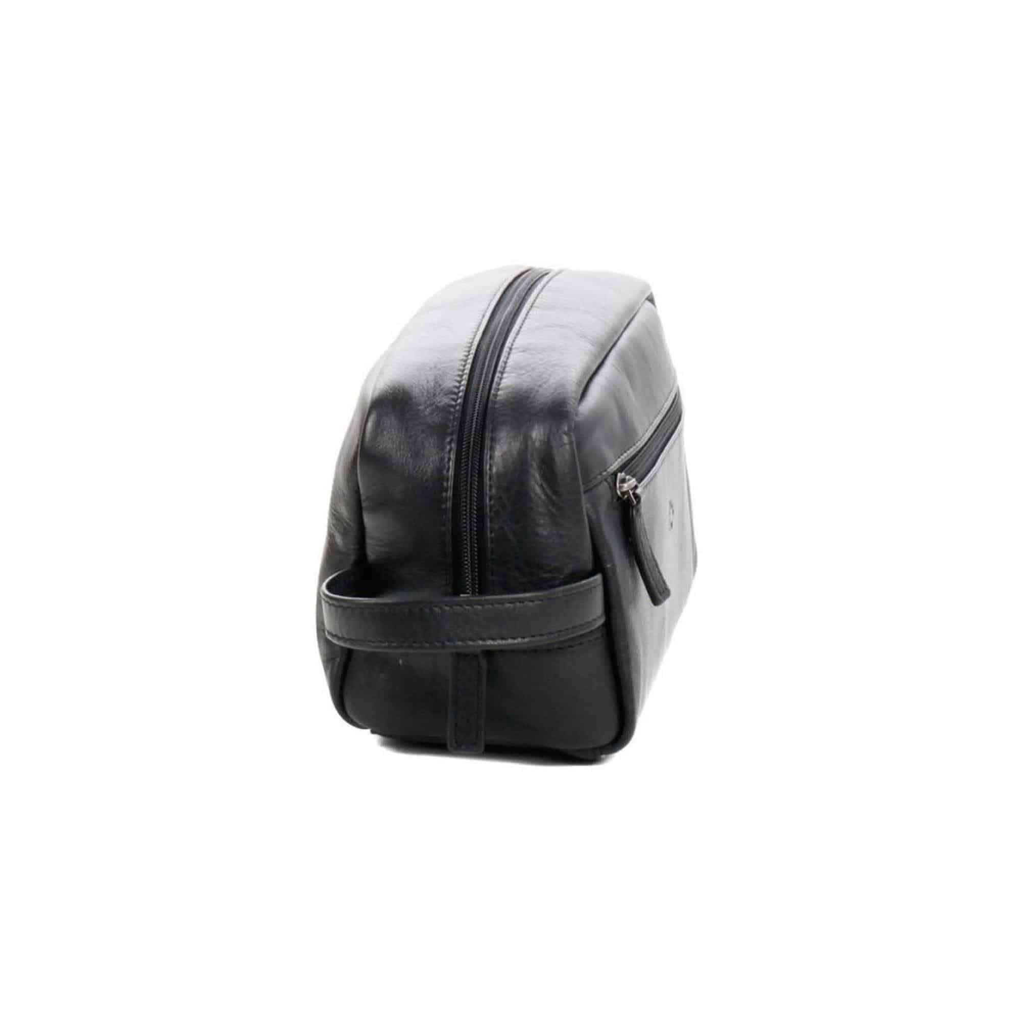trousse de toilette en cuir homme et femme noir