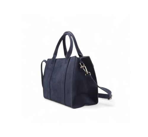 Sac à main aspect daim Flavia de Flora&Co bleu marine- vue de profil