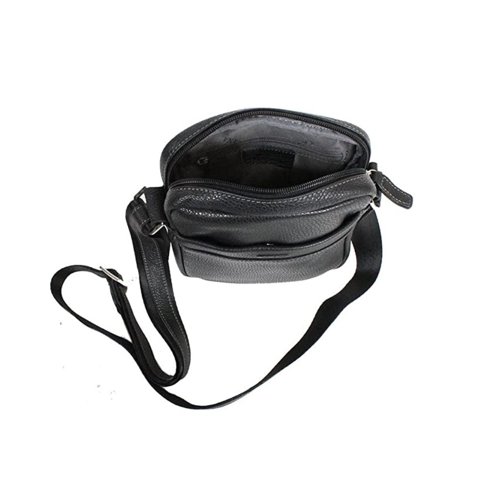 sacoche bandoulière en cuir pour homme noir
