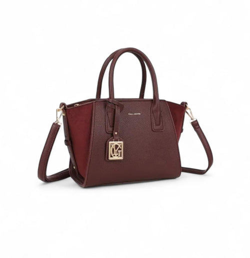 sac à main bi-matière pour femme Gallantry bordeaux -vue de profil