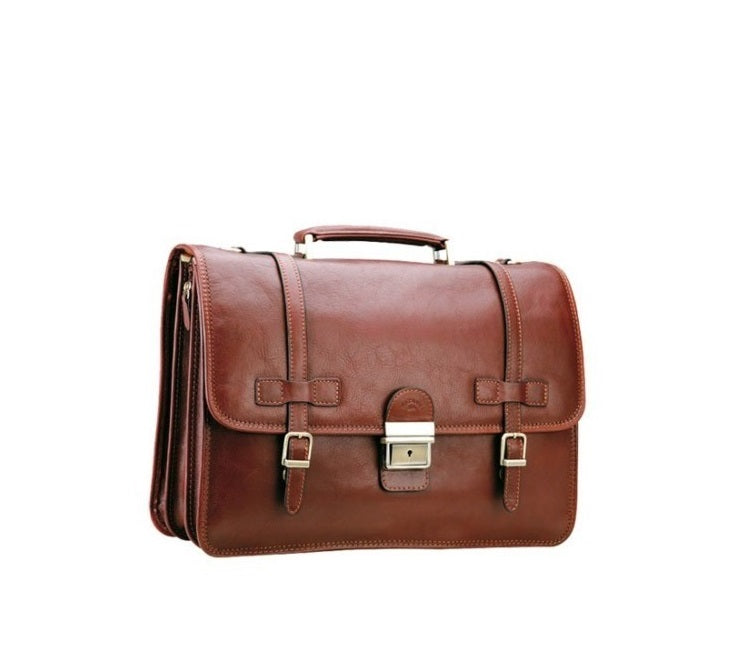 cartable en cuir gras katana 31039 marron