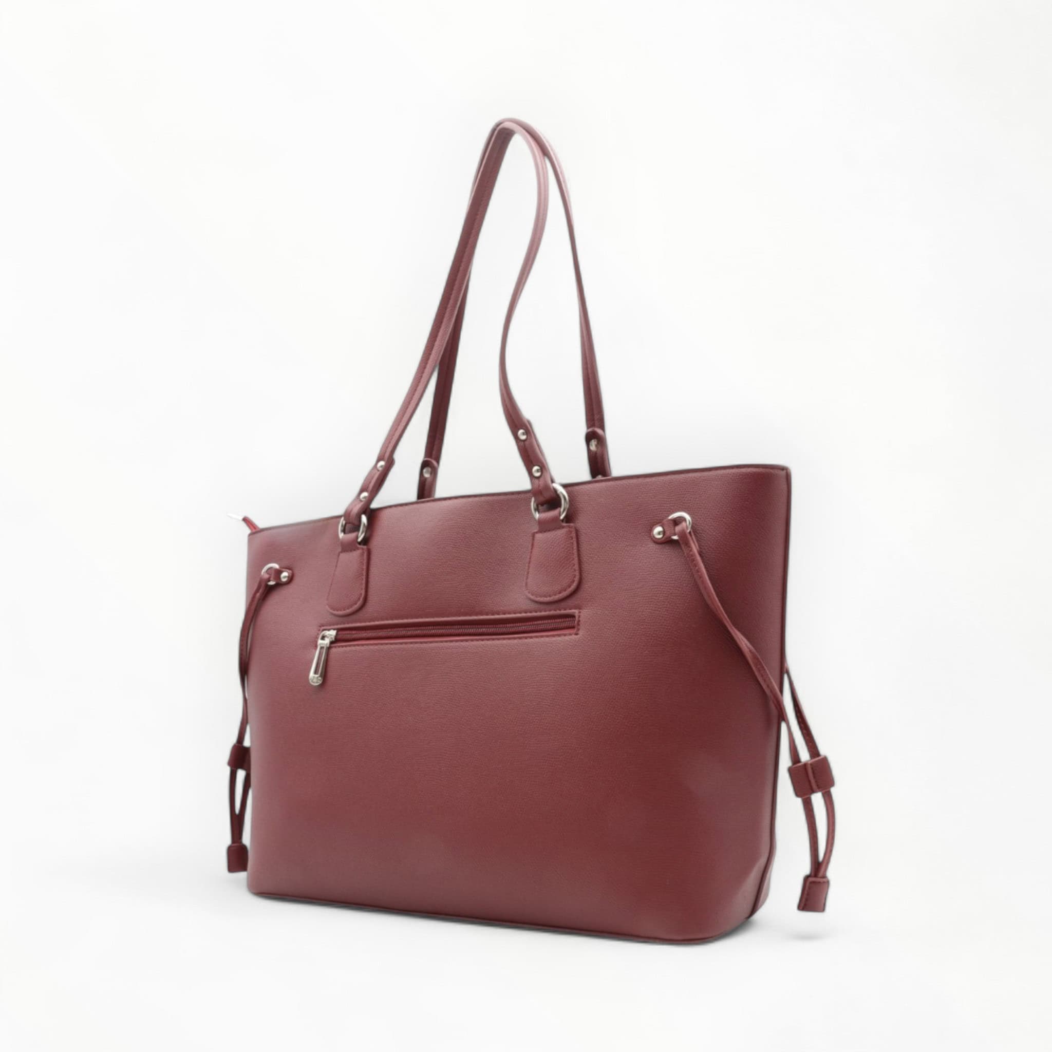 Sac cabas A4 grand format Lugano City bordeaux - vue de profil