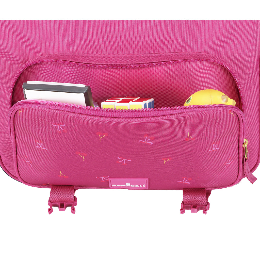 Cartable scolaire fille CE1-CE2 de 38 cm rose cerises pailletées
