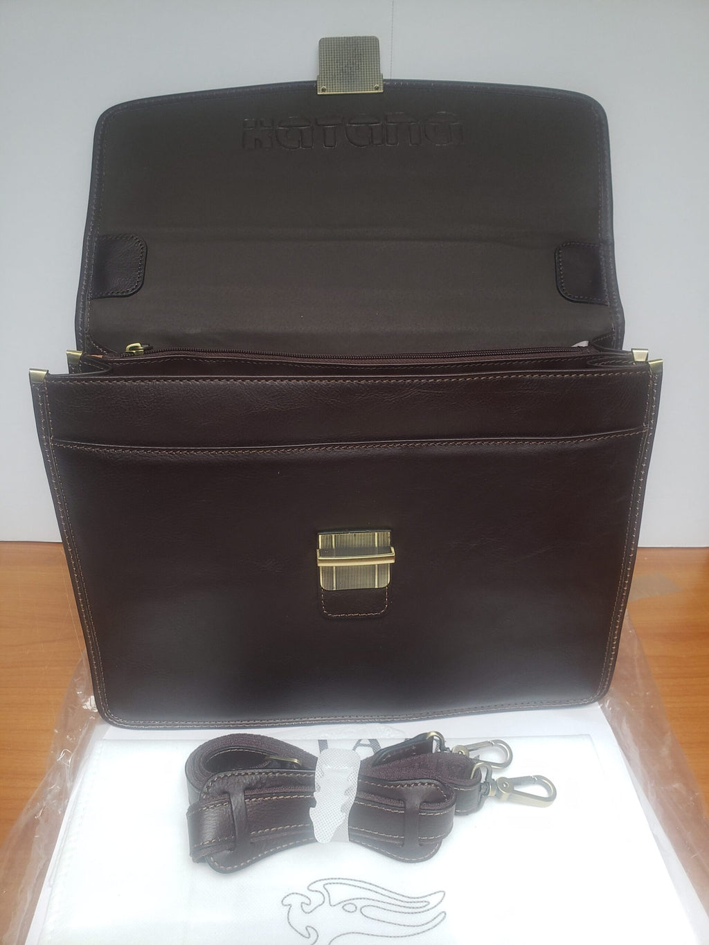 Cartable en cuir 2 soufflets