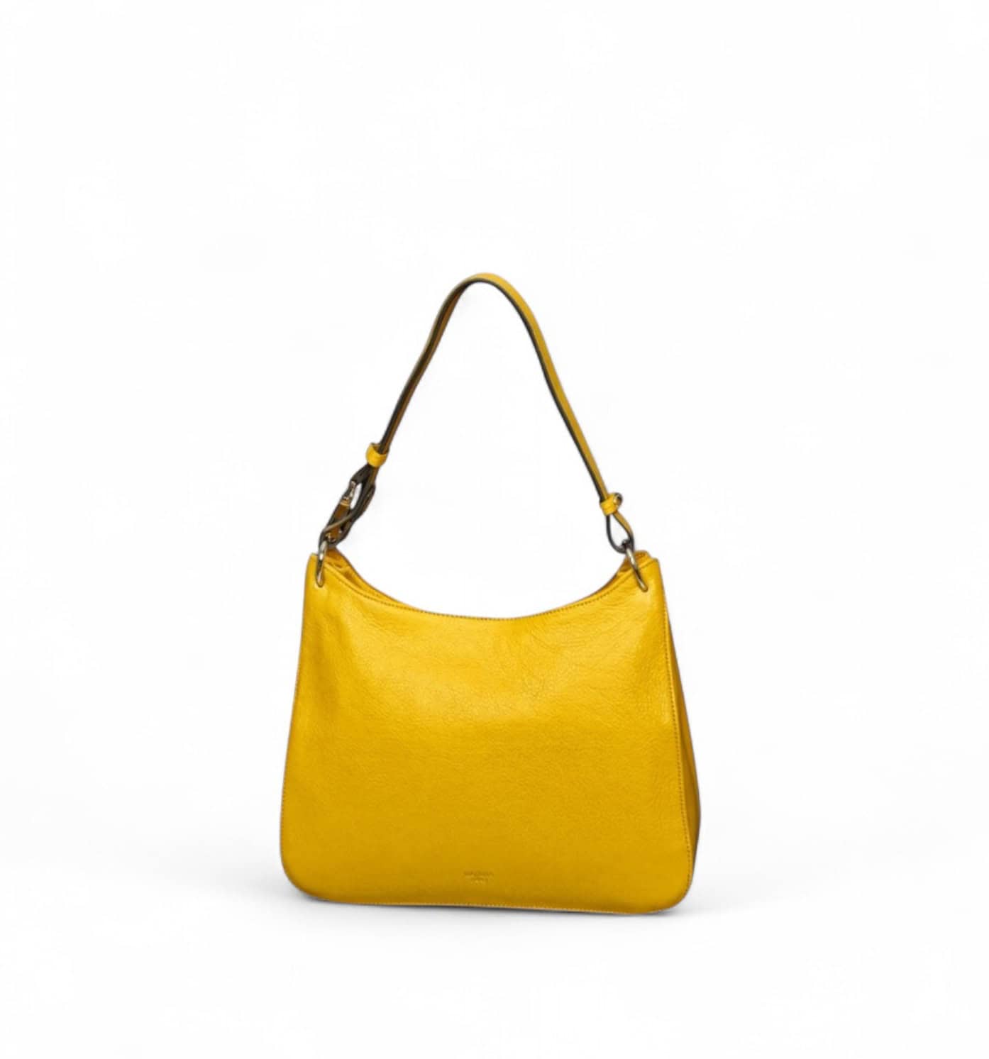 Sac épaule en cuir de vachette pour femme Katana Arezzo jaune- vue de face