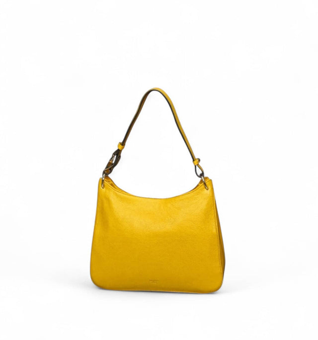 Sac épaule en cuir de vachette pour femme Katana Arezzo jaune- vue de face