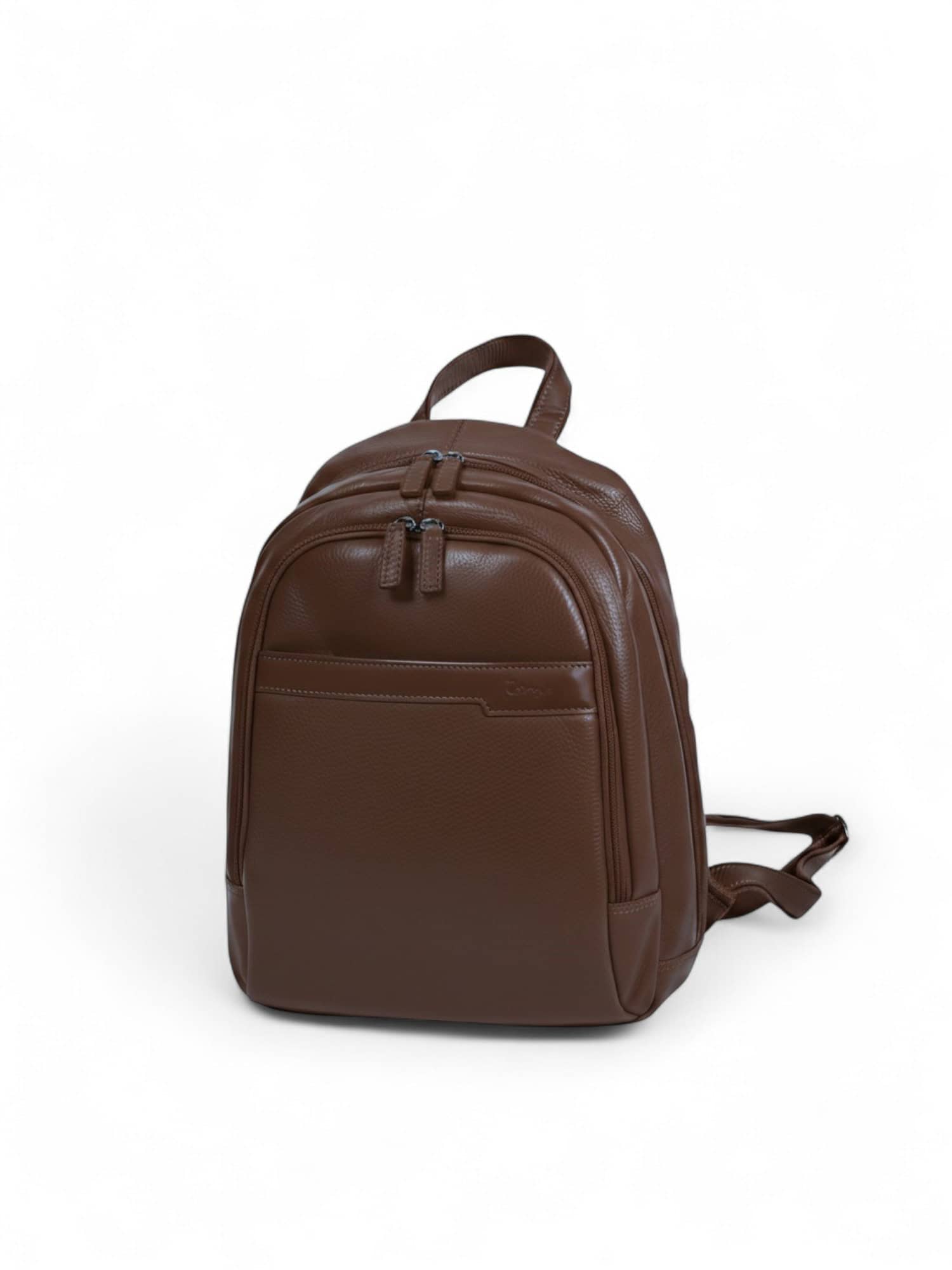 Sac à dos en cuir grainé pour homme et femme Katana 69308 marron choco- vue de face