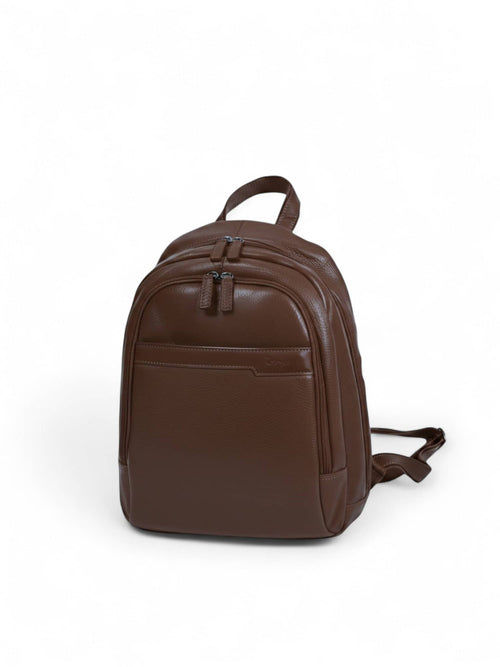 Sac à dos en cuir grainé pour homme et femme Katana 69308 marron choco- vue de face