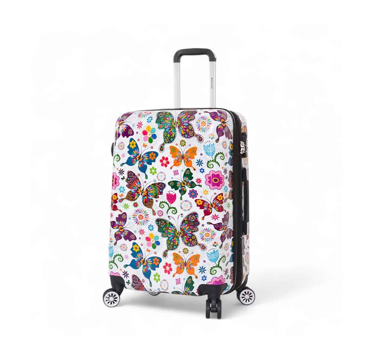 Valise rigide 67 cm Madisson Kyoto vue de face avec imprimé papillons et fleurs