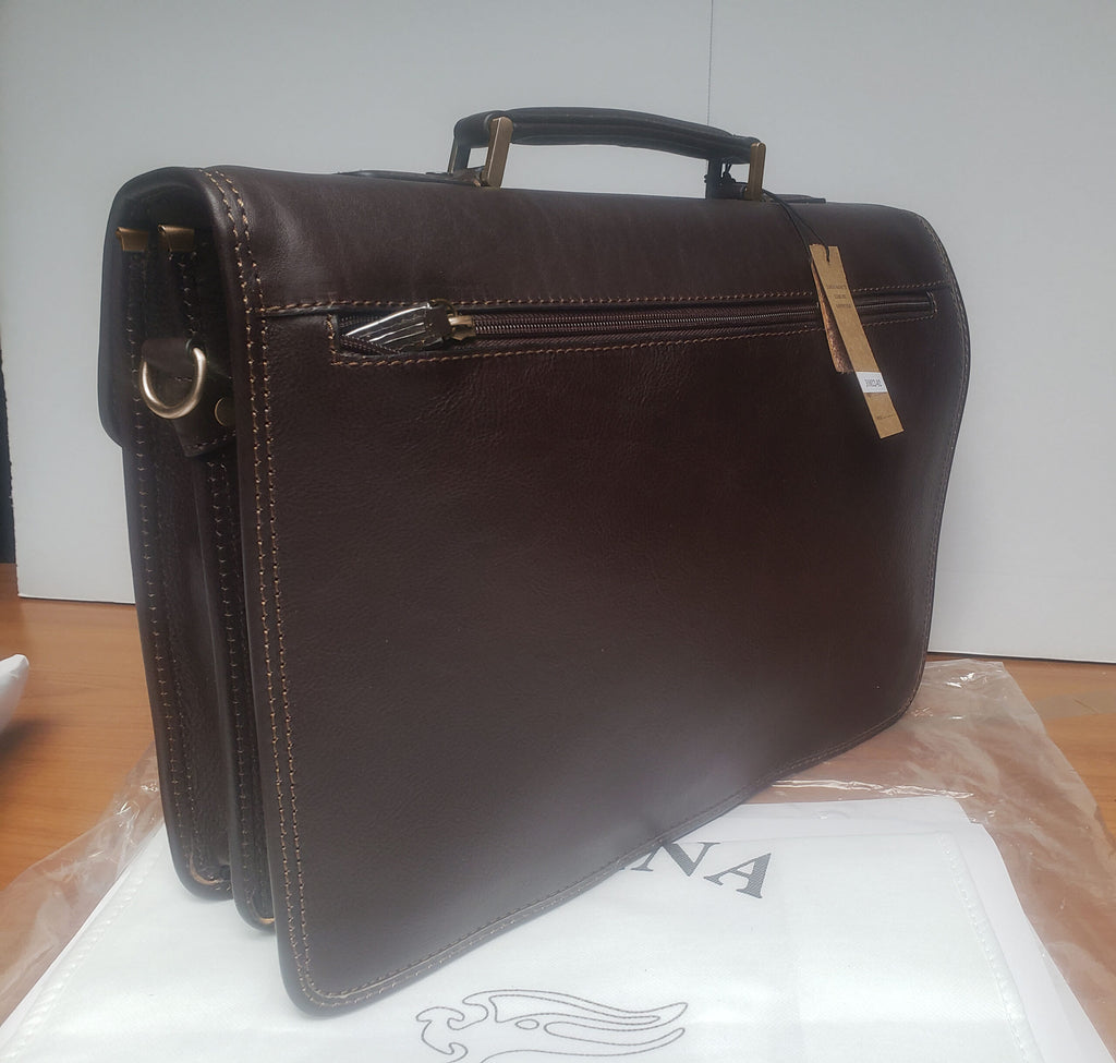Cartable en cuir 2 soufflets