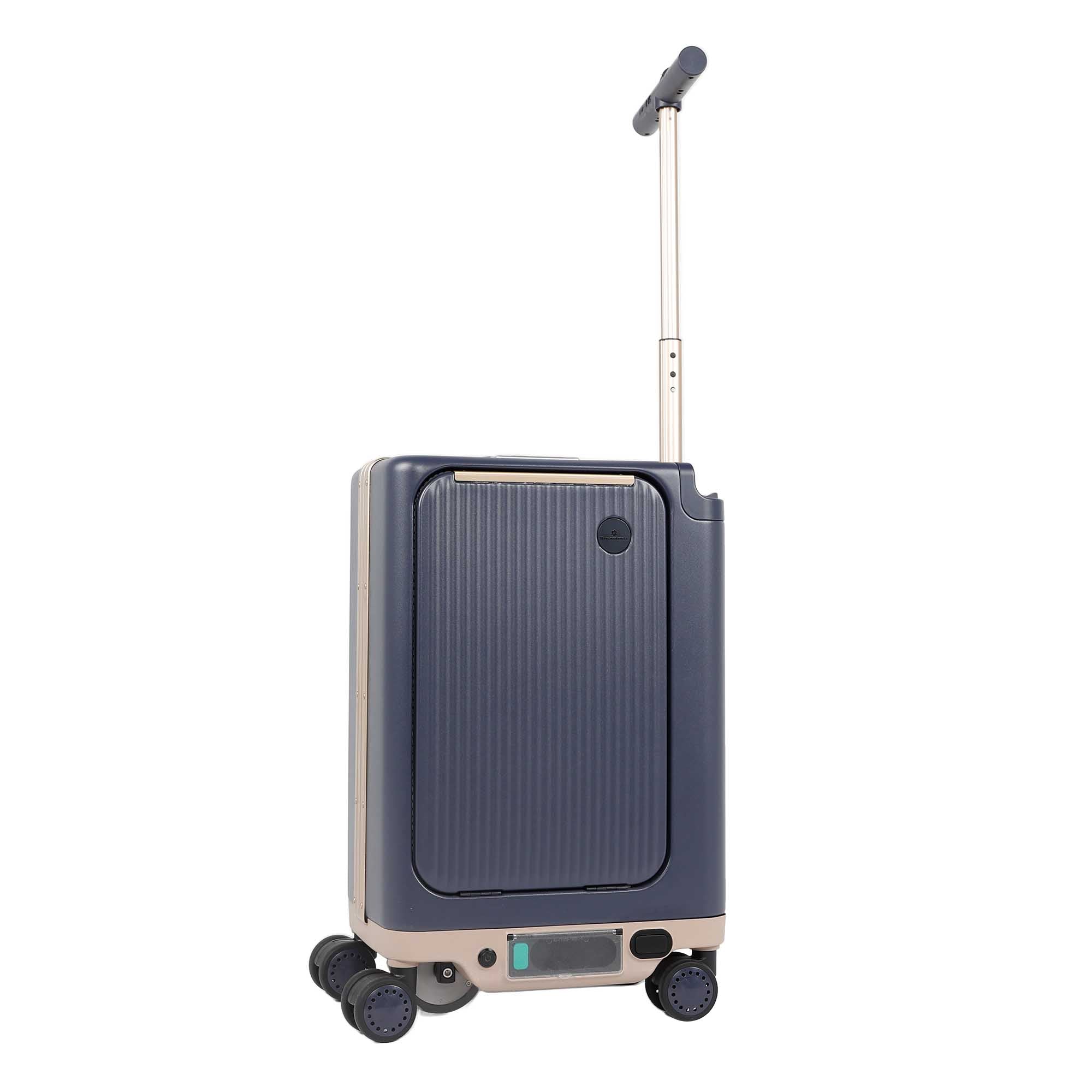 Valise cabine avec compartiment pour trottinette électrique, couleur Snowball, pratique et moderne.
