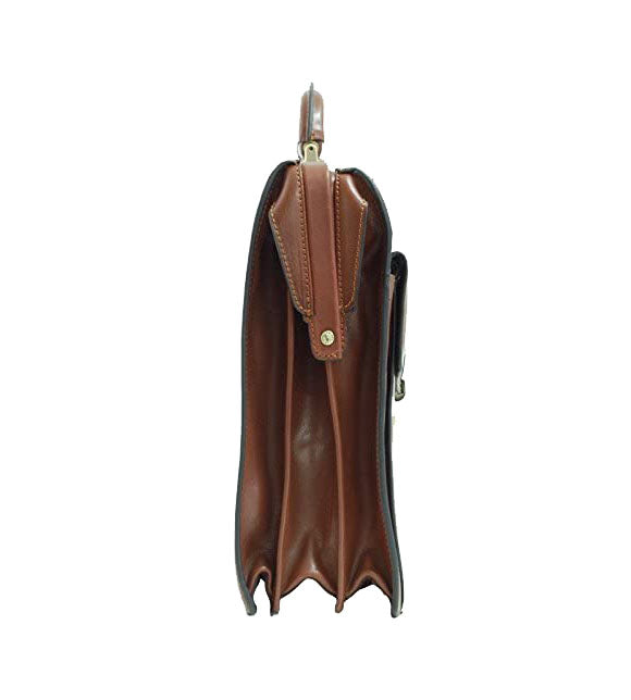 grand cartable en cuir gras marron