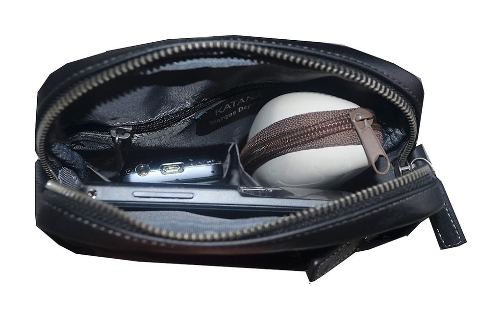 Sacoche bandoulière en cuir noir pour homme